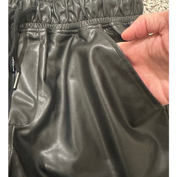 NWT David Lerner Soft Vegan Leather Relaxed Fit Black Blake Ankle Zip Joggers, S - Picture 6 of 11